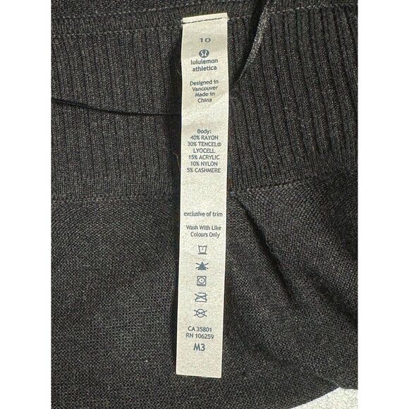 Lululemon Black Long Sleeve Thumb Hole Wrap Draped Waterfall Open Cardigan Sz 10 - Picture 3 of 5